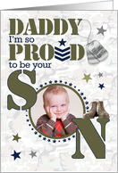 for Daddy Father’s Day from Son Military Theme with Photo card