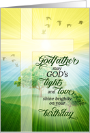 for Godfather Christian Birthday God’s Light and Love Scenic card