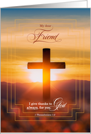 for Friend Christian Thank You Thessalonians Sunset Cross card