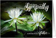 Loss of a Father Sympathy White Waterlilies card
