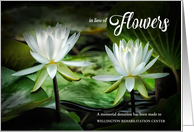 In lieu of Flowers Funeral White Waterlilies Custom card