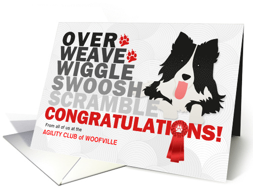 Dog Agility Congratulations Border Collie with Custom Name card