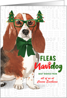 Basset Hound Rescue Funny Fleas Navidog Christmas card
