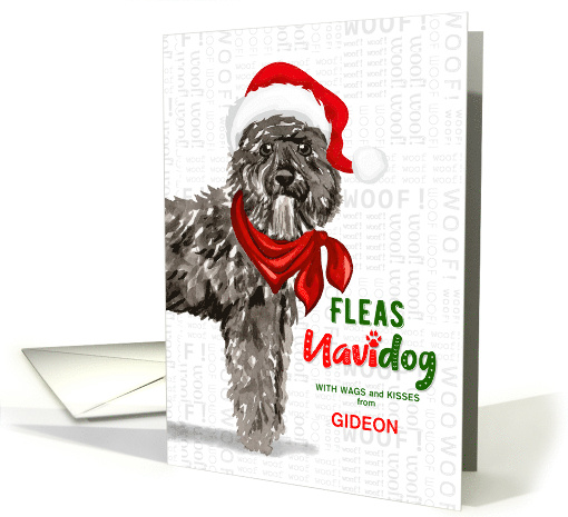 From the Dog Christmas Bouvier des Flandres Fleas NaviDOG Name card