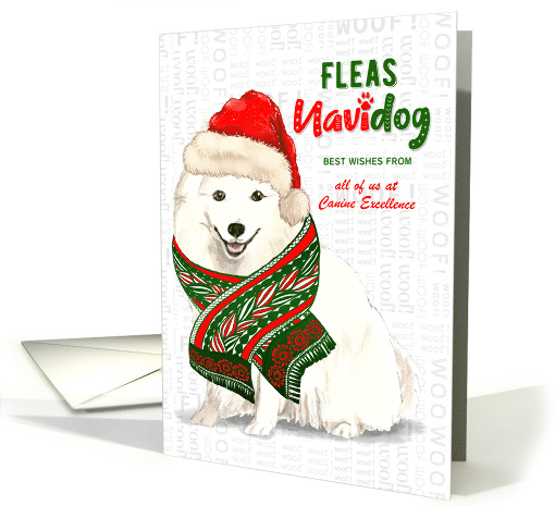 Business Japanese Spitz Fleas Navidog Christmas Dog Custom card