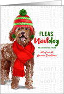 Business Labradoodle Fleas Navidog Christmas Dog Custom card