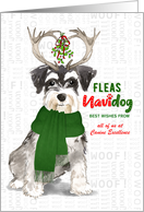 Business Miniature Schnauzer Fleas Navidog Christmas Dog Custom card