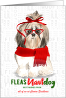 Business European Shih Tzu Fleas Navidog Christmas Dog Custom card