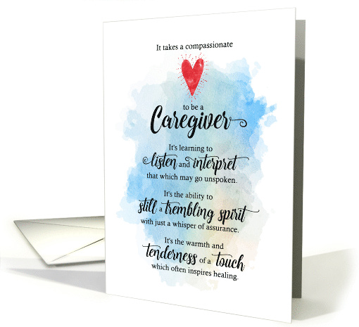 Caregiver Thank You Typographic with Watercolor Inspiring Words card