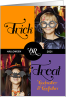 for Godparents Trick or Treat Cute Halloween Two Photos card