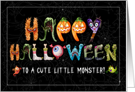 Happy Halloween Cute Little Monster Funny Halloween Typography card