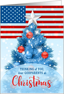Godparents Patriotic Christmas Stars and Stripes Christmas Tree card