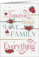Christmas Love and Family Are Everything Poinsettias card