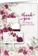 Cake Cutter Wedding Thank You with Plum Ranunculus card