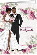 Wedding Congratulations African American Bride and Groom in Plum card