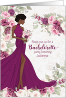 Bachelorette Party Invite African American Woman in Plum Custom card