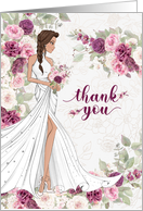 General Wedding Thank You with Bride and Plum Blossoms Blank card