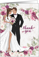 General Wedding Thank You Bride and Groom Plum Blossoms Blank card
