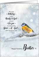 Brother’s Birthday 1 Corinthians 1 Verse 4 Winter Blue Tit Wild Bird card