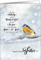 Father’s Birthday 1 Corinthians 1 Verse 4 Winter Blue Tit Wild Bird card