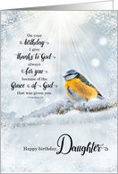 Daughter’s Birthday 1 Corinthians 1 Verse 4 Winter Blue Tit Wild Bird card
