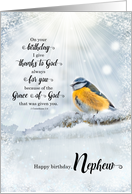 Nephew’s Birthday 1 Corinthians 1 Verse 4 Winter Bird card