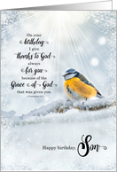 Son’s Birthday 1 Corinthians 1 Verse 4 Winter Bird card