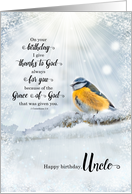 Uncle’s Birthday 1 Corinthians 1 Verse 4 Winter Bird card