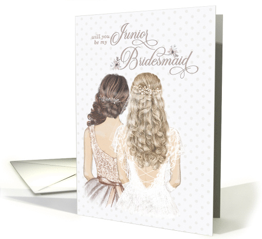 Junior Bridesmaid Request Formal Taupe and Winter White card (1728378)