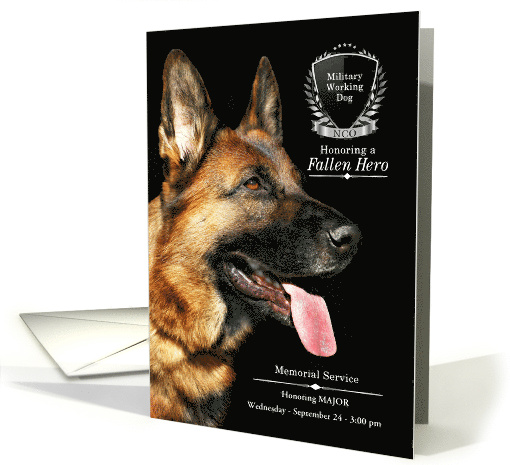 Military Working Dog Memorial Service German Shepherd on Black card