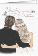 Wedding Congratulations Bride and Groom Taupe and Pale Pink card