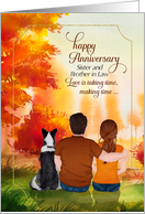 Sister and Brother in Law Wedding Anniversary Autumn Season card