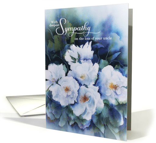 Loss of an Uncle with Sympathy Blue Floral Condolences card (1731708)