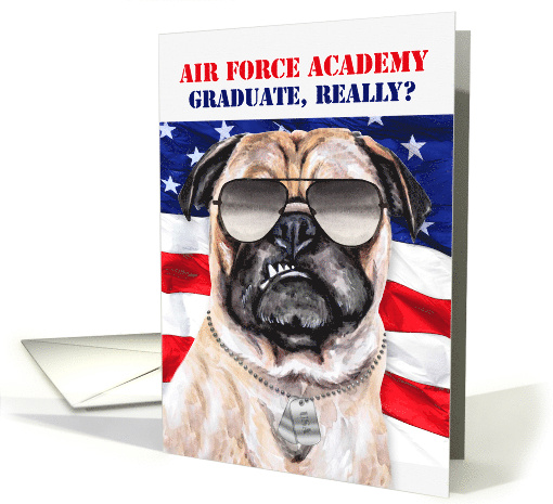 Air Force Academy Graduate Funny Pug Dog with USA Theme card (1732128)