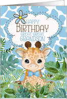 Great Great Grandson’s Birthday Giraffe Jungle Theme in Blue card