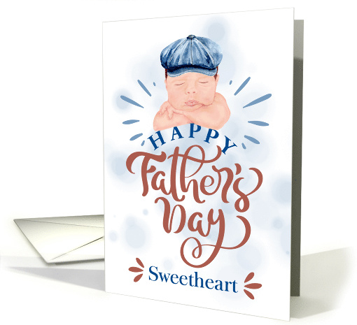 for Husband on Father's Day Cute Baby in a Gatsby Beret card (1732984)