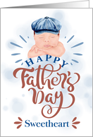 for Husband on Father’s Day Cute Baby in a Gatsby Beret card