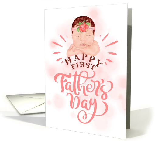 First Father's Day Cute Baby Girl in Peach and Brown card (1733074)