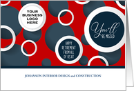 Business Retirement Congratulations Red and Navy Business Logo card