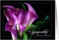 Loss of a Daughter Sympathy Purple Calla Lily on Black card