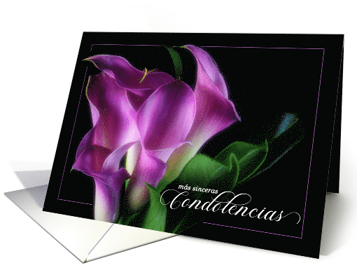Spanish Condolencias with Purple Calla Lily on Black card (1735448)