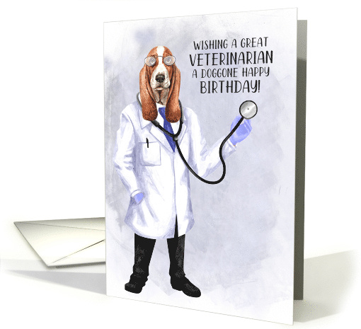 Veterinarian Funny BIrthday Hound Dog Doctor with Stethoscope card
