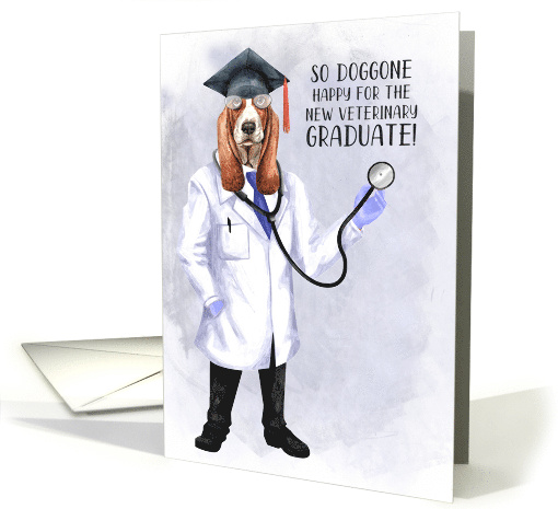 Veterinary Graduate Funny Hound Dog Doctor with Stethoscope card