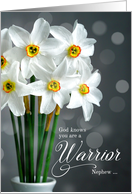 Nephew Christian Cancer Get Well with White Tulips Warrior card