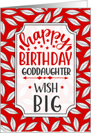 Goddaughter Birthday Wish Big Red Botanical Typography card