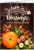 First Thanksgiving Blessings Harvest Pumkins and Gourds card