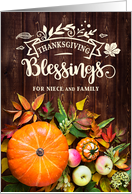 Niece and Family Thanksgiving Blessings Pumkins and Gourds card