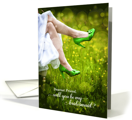 for Friend Bridesmaid Request Green Wedding Shoes card (1770676)