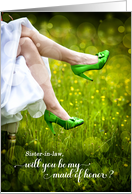 Sister in Law Maid of Honor Request Green Wedding Shoes card