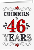 46th Birthday Cheers in Red White and Black Patterns card